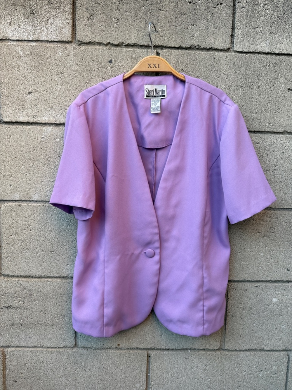 Sheri Martin Purple Short Sleeve Single-Button Blazer